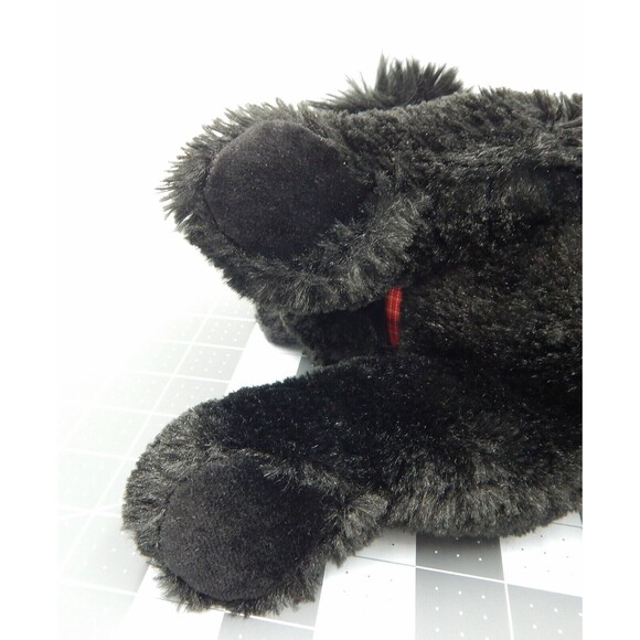 Aurora Scottish Terrier Puppy Dog 12" Black Stuffed Plush With Red Plaid Bow - Picture 7 of 11